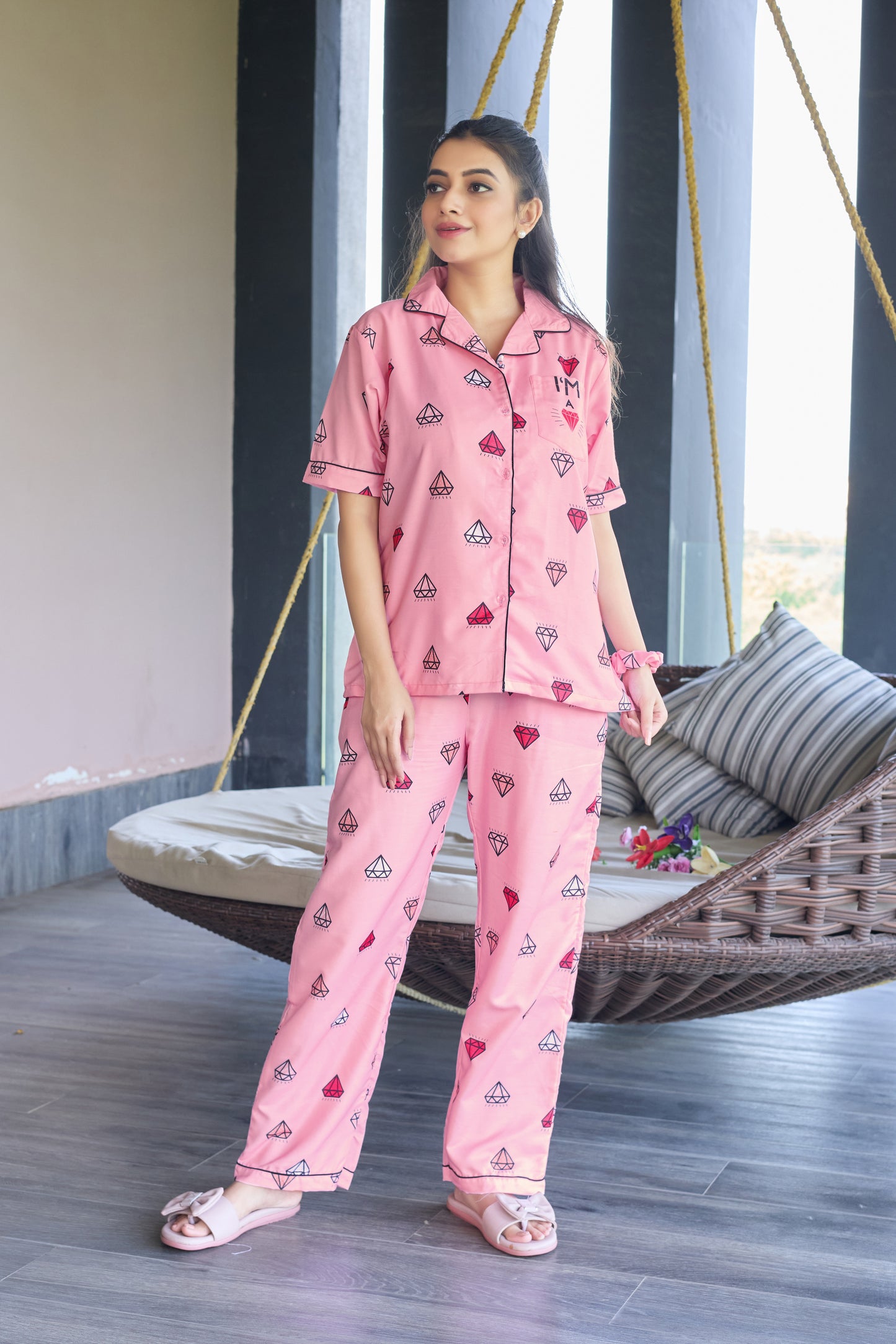 Pink Diamond Glow – Cozy Lounge PJ Set