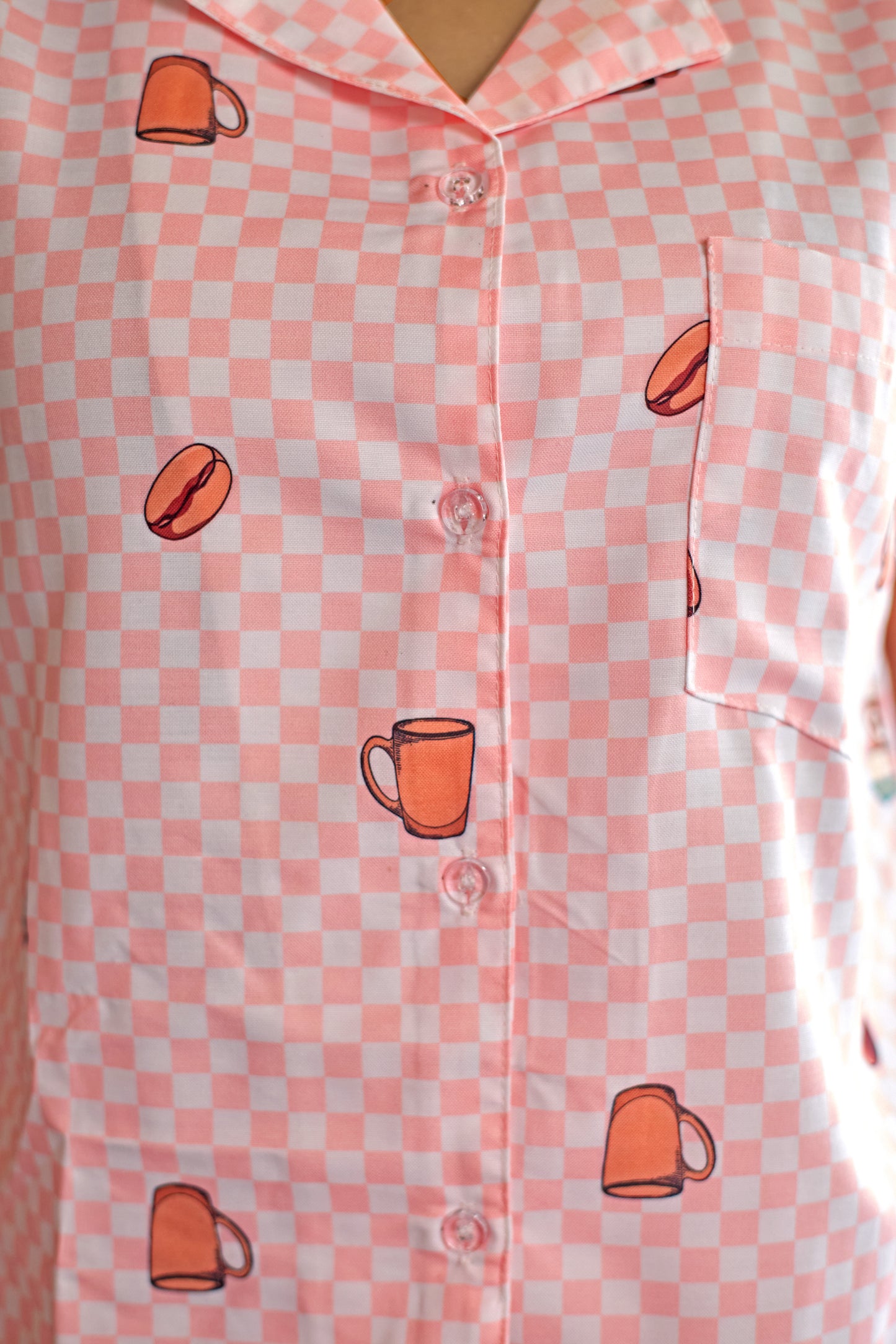 Pink Coffee Vibes Rayon Short-Set for Women