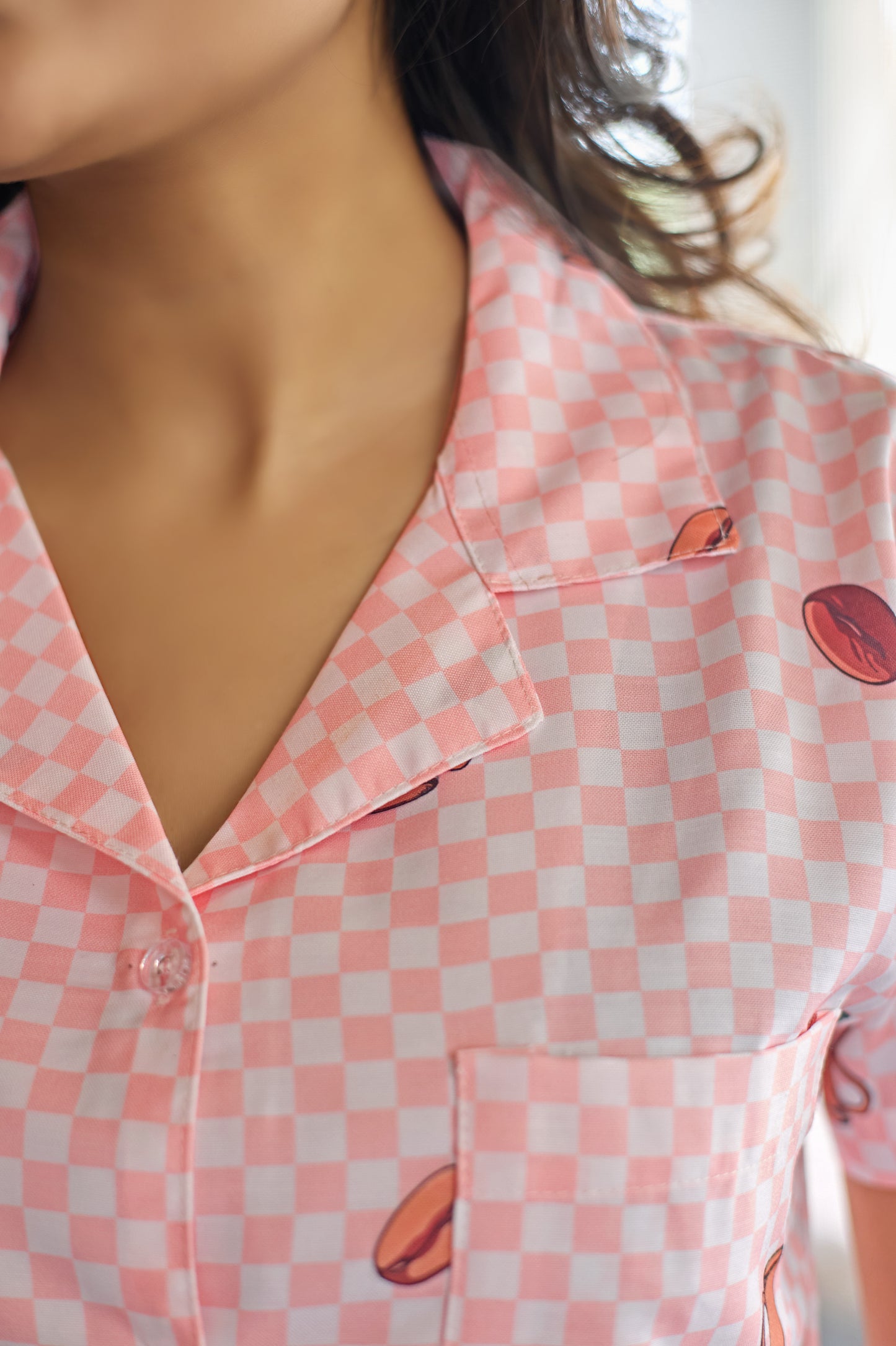 Pink Coffee Vibes Rayon Short-Set for Women
