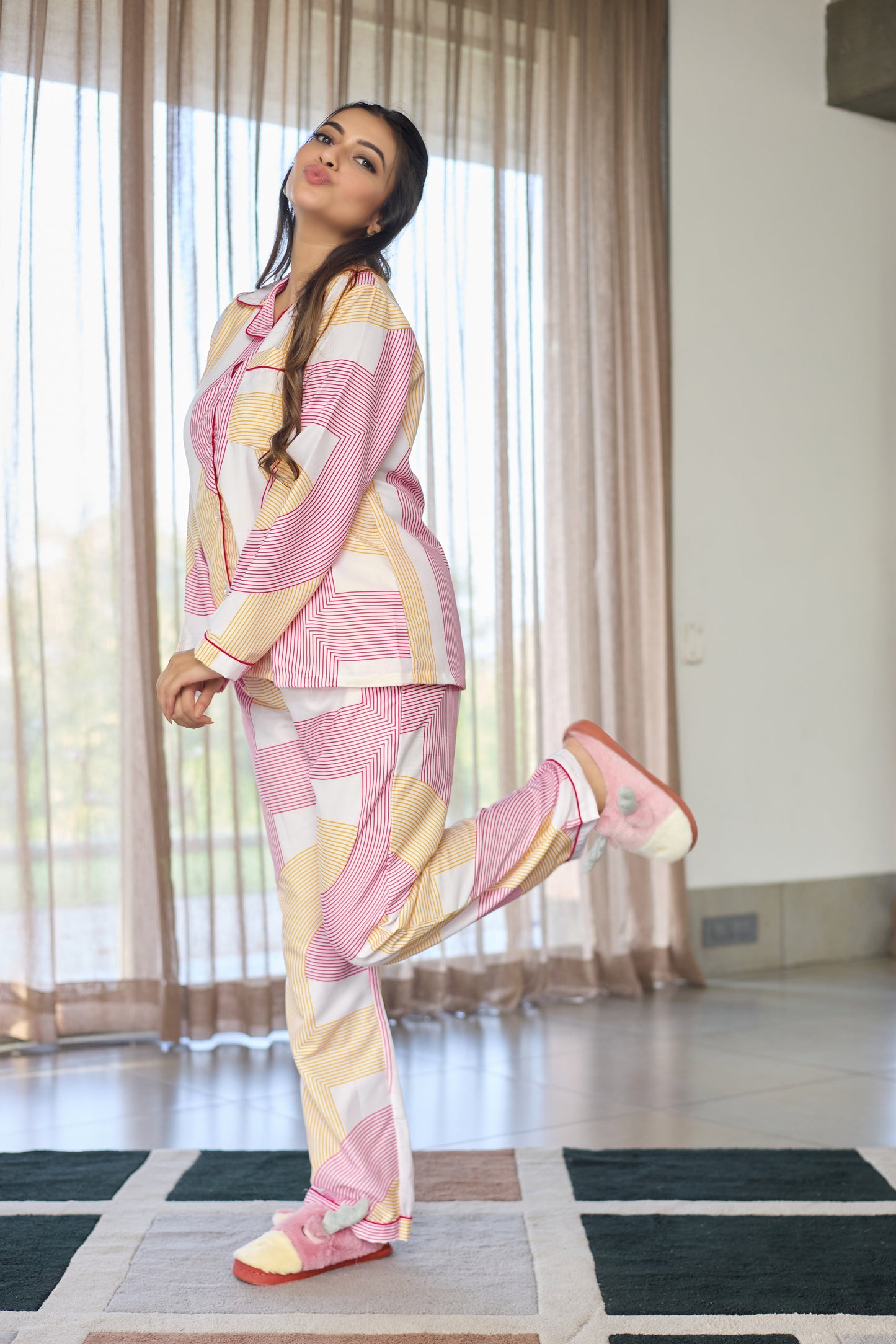 Women's Multicolor Printed Nightsuit Set – Soft & Comfortable Sleepwear
