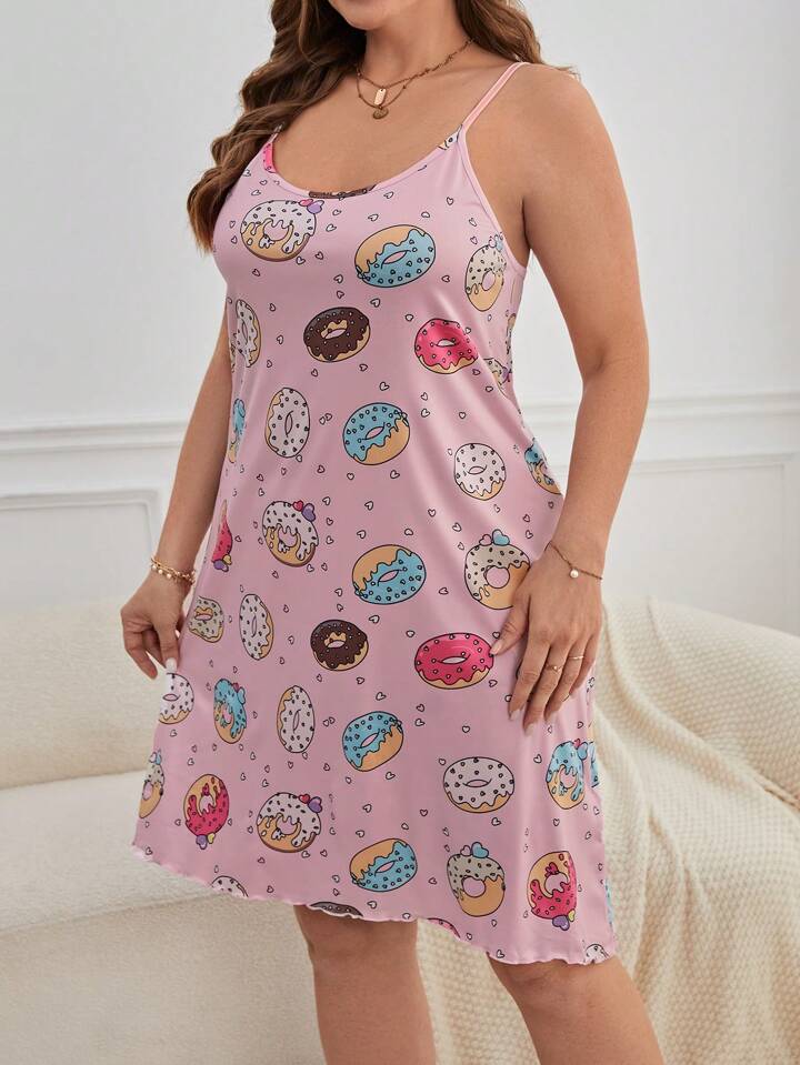 Foody Donuts Printed Short Nighty for Women