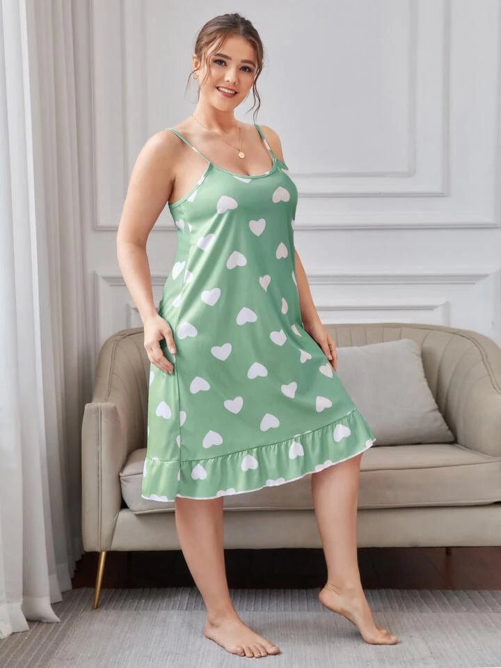 Mint Heart Short Nighty for Women