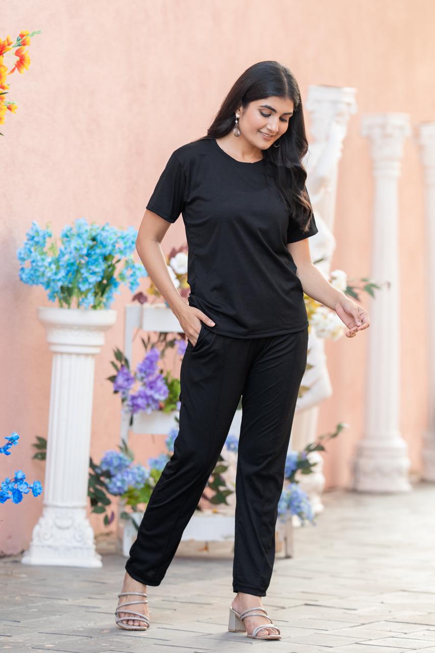 Women's Solid Color Night Suit Set Night Dress,Lounge Wear,Full Pair Set for Women Night Dress