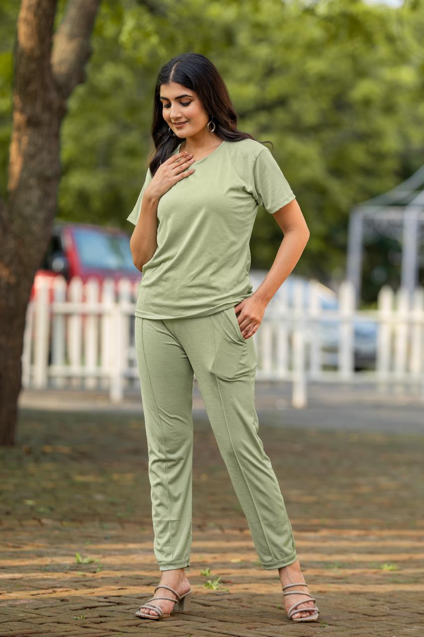 Women's Solid Color Night Suit Set Night Dress,Lounge Wear,Full Pair Set for Women Night Dress