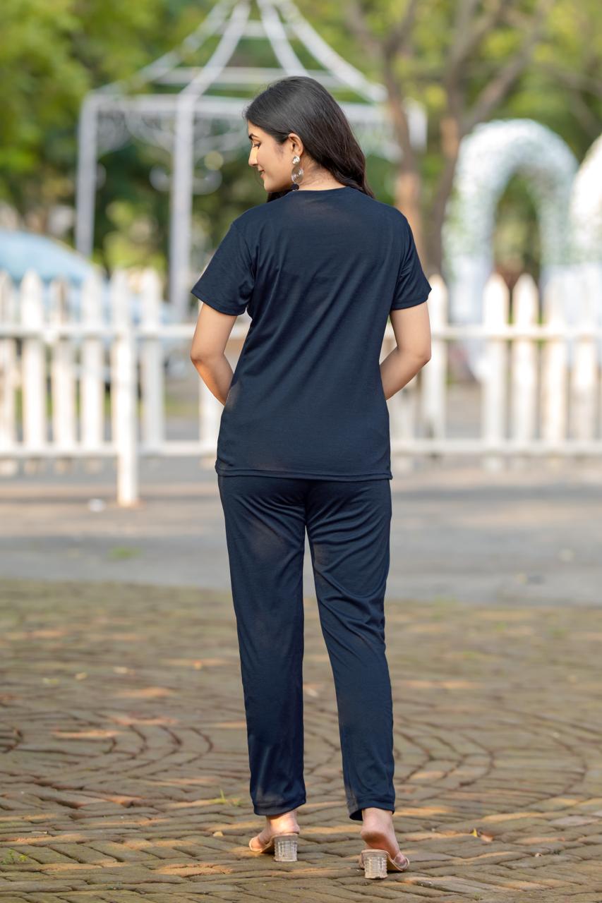 Women's Solid Color Night Suit Set Night Dress,Lounge Wear,Full Pair Set for Women Night Dress