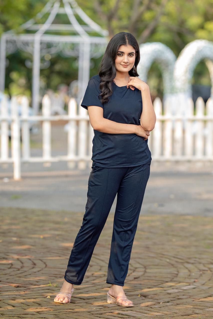 Women's Solid Color Night Suit Set Night Dress,Lounge Wear,Full Pair Set for Women Night Dress
