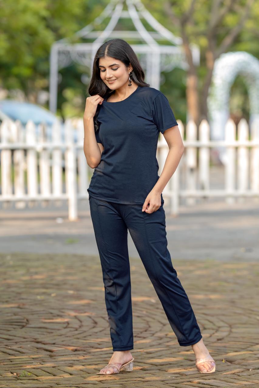 Women's Solid Color Night Suit Set Night Dress,Lounge Wear,Full Pair Set for Women Night Dress
