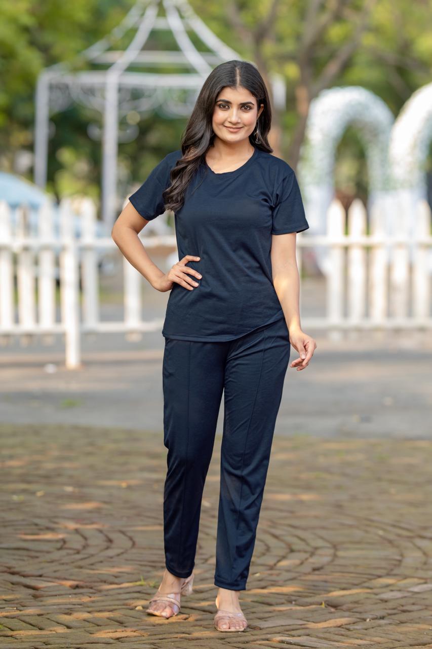 Women's Solid Color Night Suit Set Night Dress,Lounge Wear,Full Pair Set for Women Night Dress