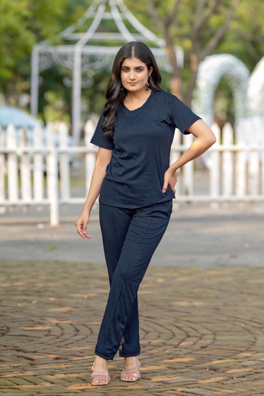 Women's Solid Color Night Suit Set Night Dress,Lounge Wear,Full Pair Set for Women Night Dress