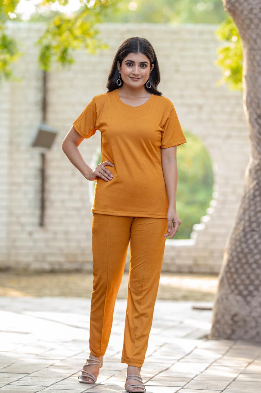 Women's Solid Color Night Suit Set Night Dress,Lounge Wear,Full Pair Set for Women Night Dress