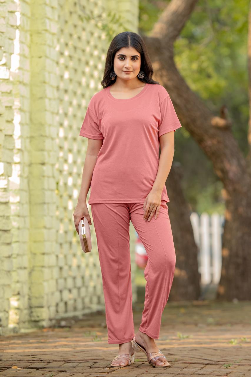 Women's Solid Color Night Suit Set Night Dress,Lounge Wear,Full Pair Set for Women Night Dress