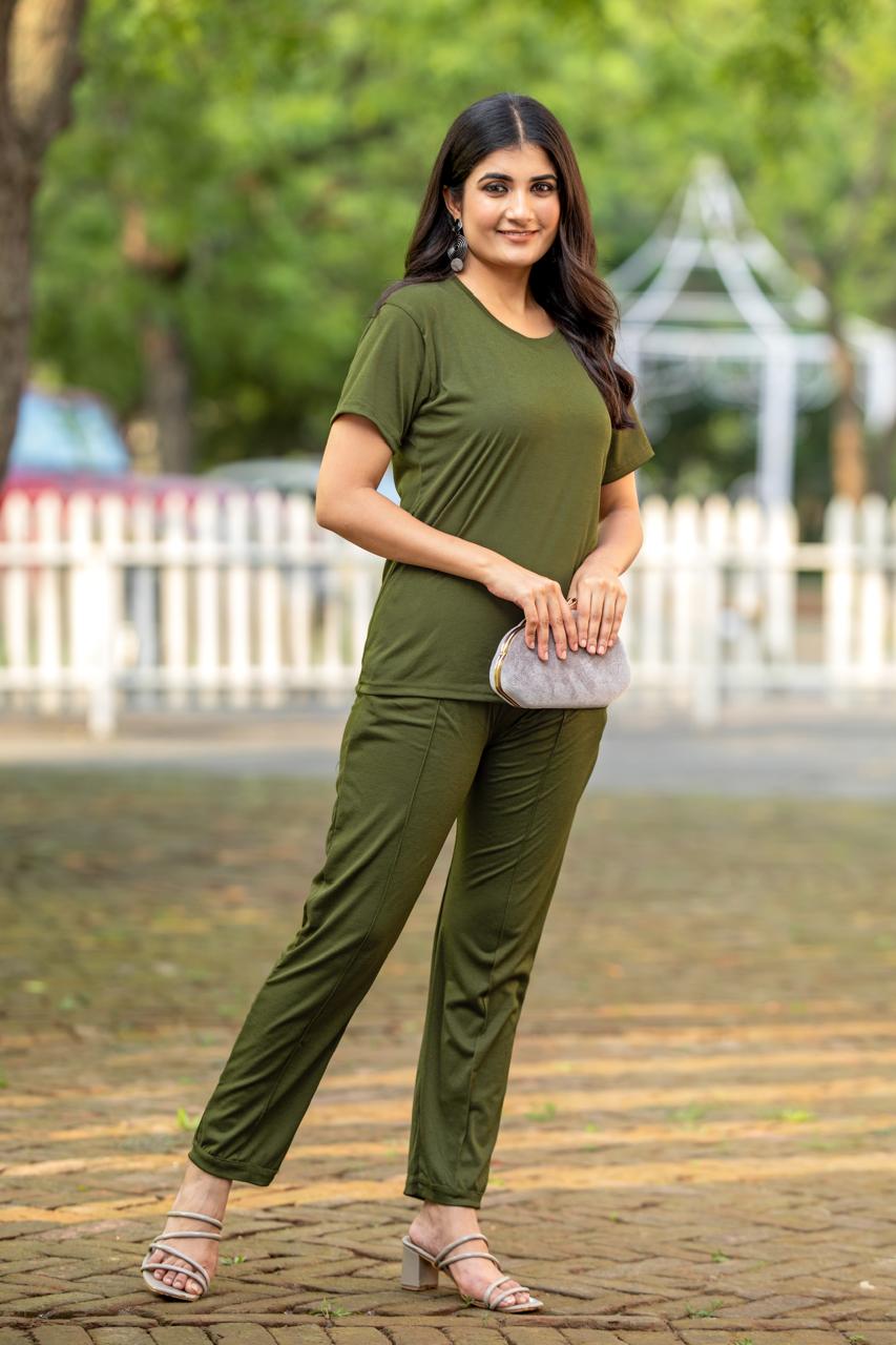 Women's Solid Color Night Suit Set Night Dress,Lounge Wear,Full Pair Set for Women Night Dress