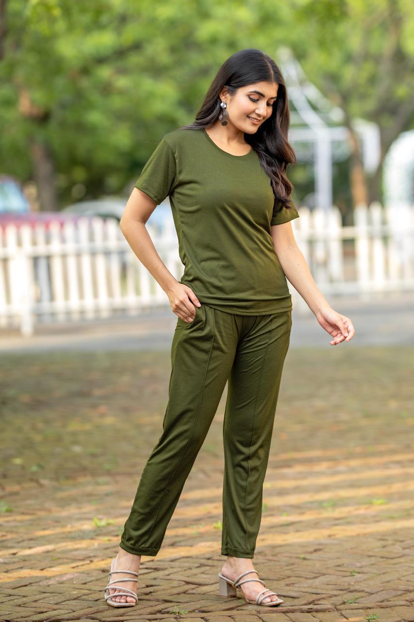 Women's Solid Color Night Suit Set Night Dress,Lounge Wear,Full Pair Set for Women Night Dress