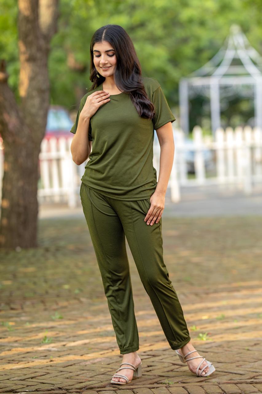 Women's Solid Color Night Suit Set Night Dress,Lounge Wear,Full Pair Set for Women Night Dress