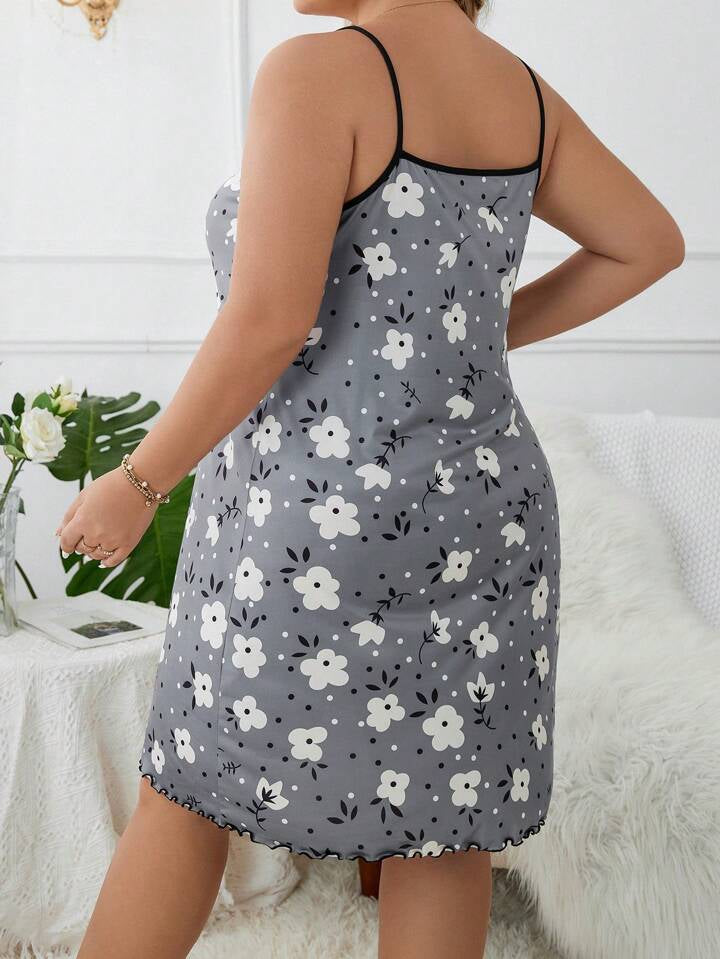 Garnish Flower Short Nighty for Women