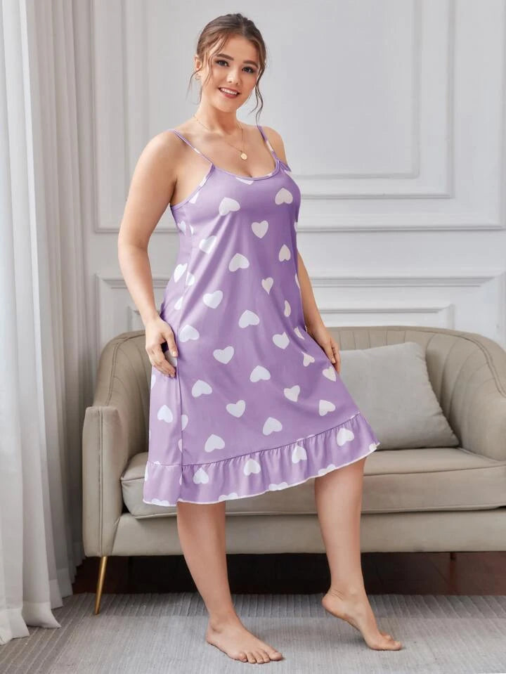 Purple Heart Short Nighty for Women