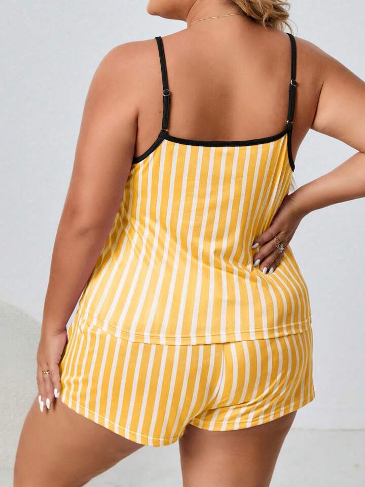 Yellow Cool Stripe Short Set for Women