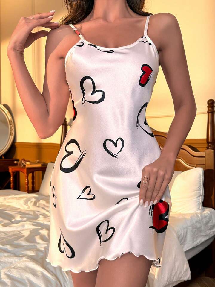 Red Heart Short Nighty for Women