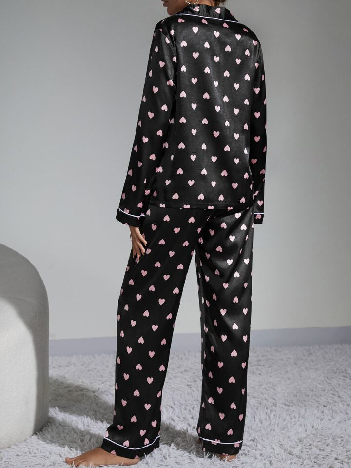 Heart Print Pajama Set for Women