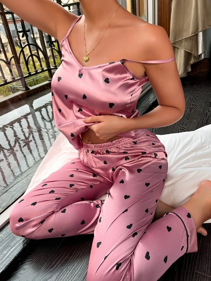 Women's Trending Pajama Sets with heart Pattern