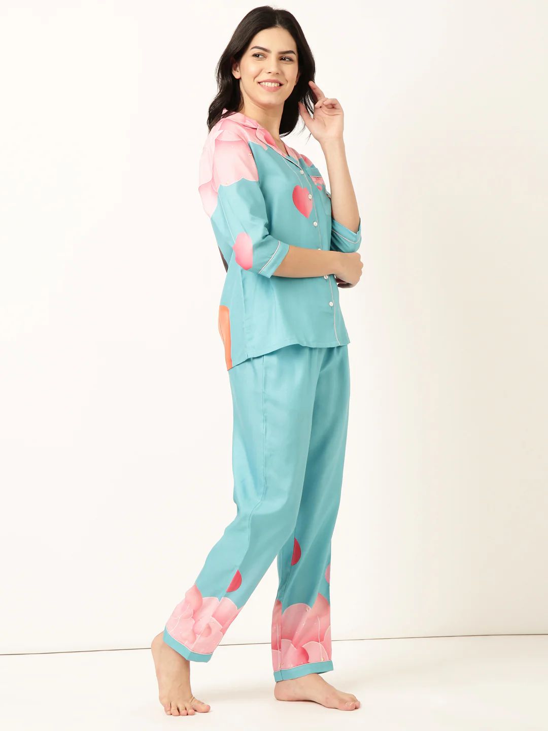 Woman Ocean Blue Dil Ruba Back printed Night Suit