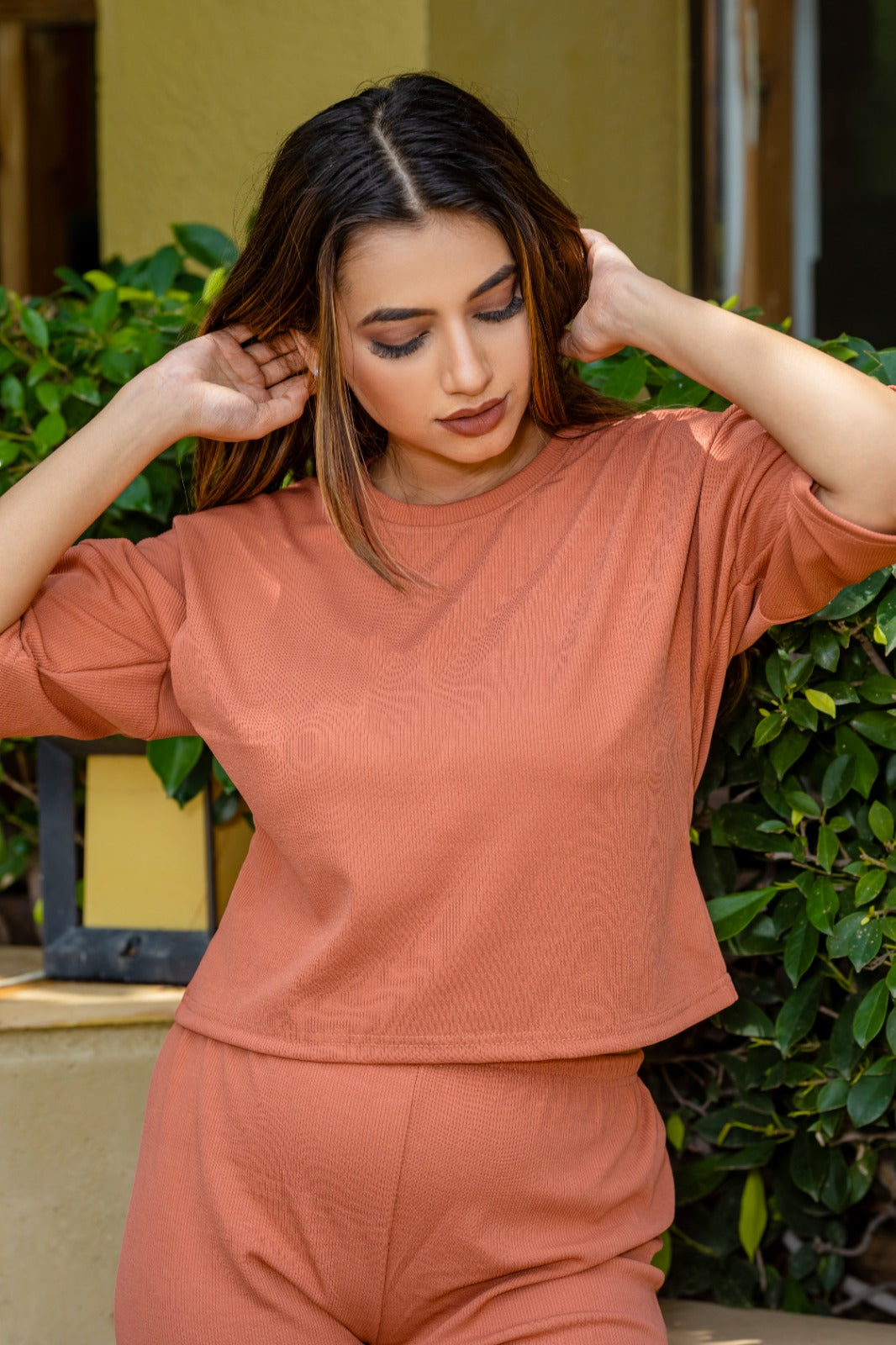 Women 2-Piece Round-Neck T-Shirt & Shorts-Set