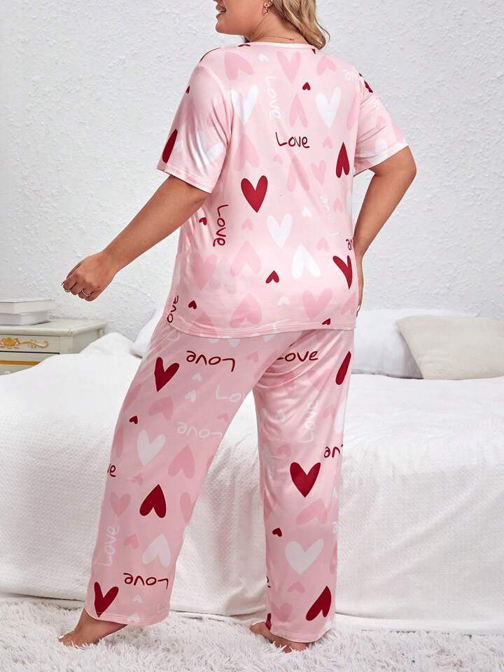 Plus Heart & Letter Graphic PJ Set / Pajama Set
