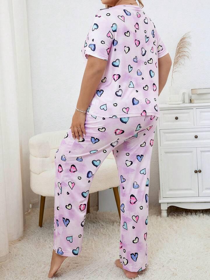 Plus Heart Print PJ Set / Pajama Set