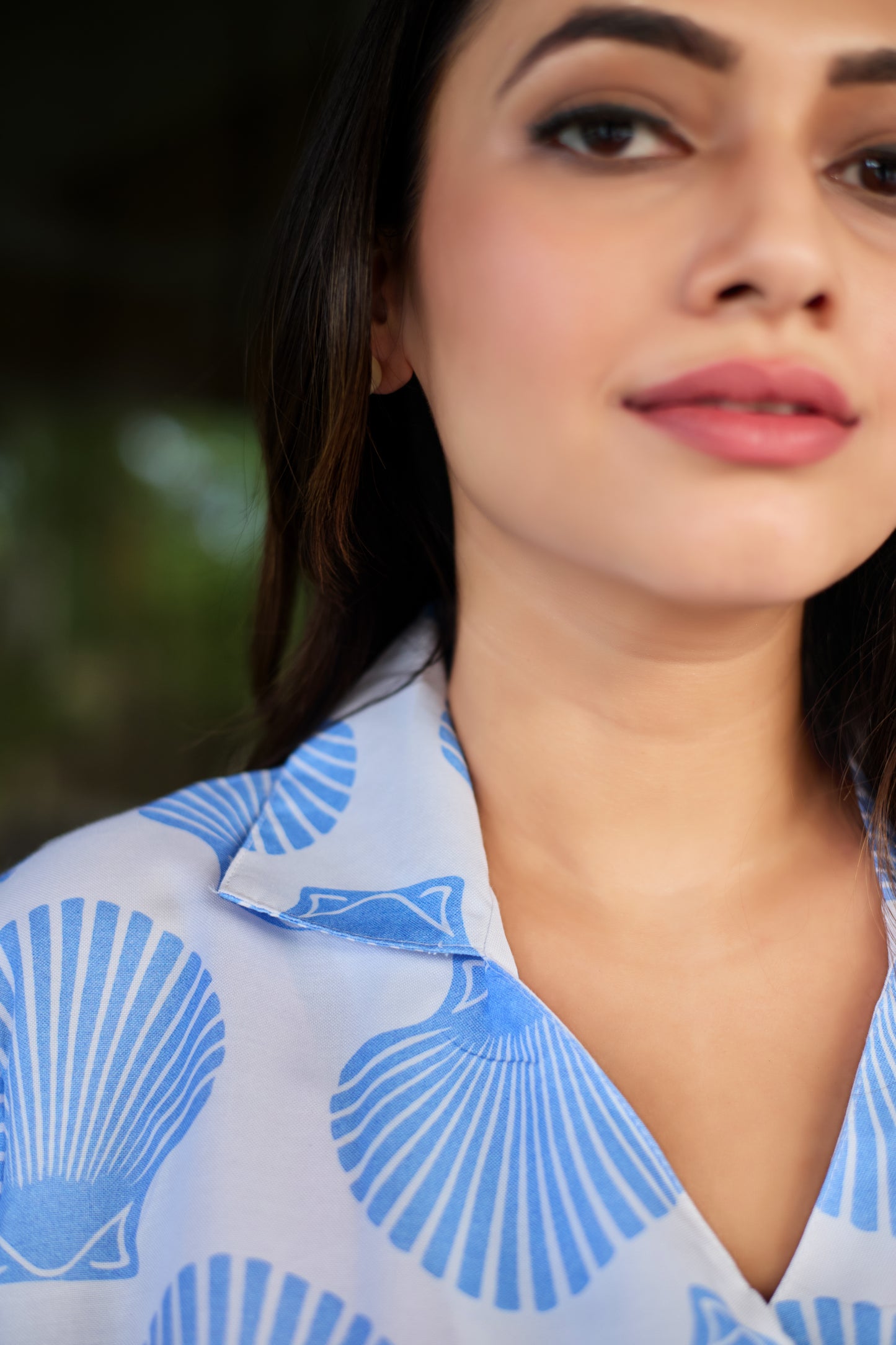 Blue Seashell Print Women’s Nightwear PJ Set