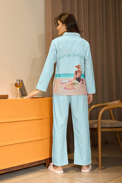 Sea Breeze Lounge Back-print PJ Set