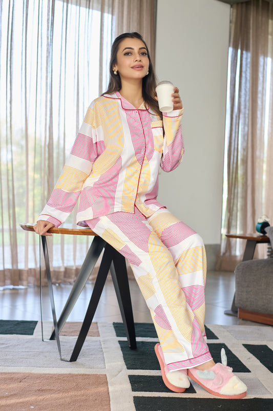 Women's Multicolor Printed Nightsuit Set – Soft & Comfortable Sleepwear