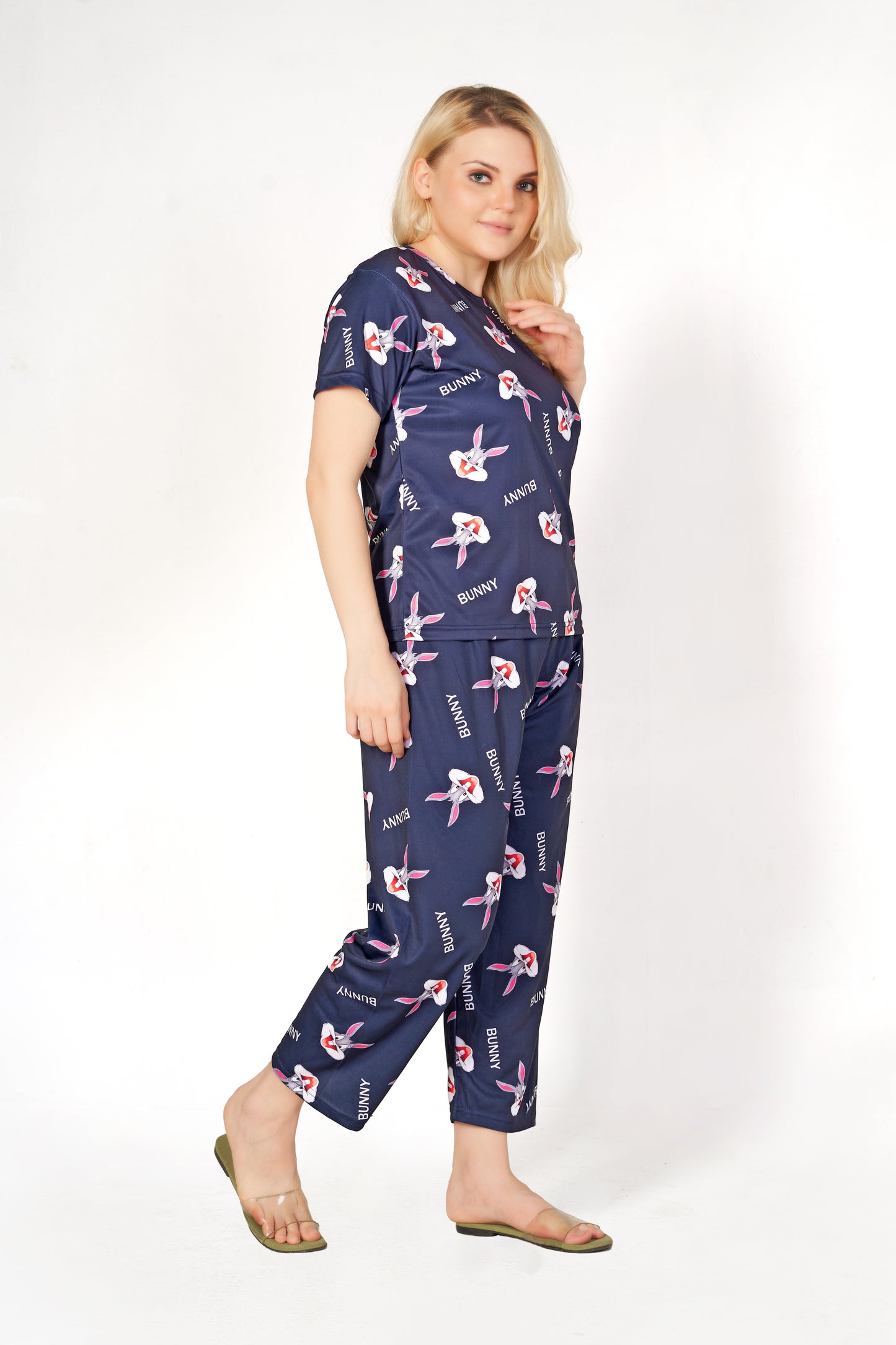 Bunny Print T-shirt And Long Pajama Set