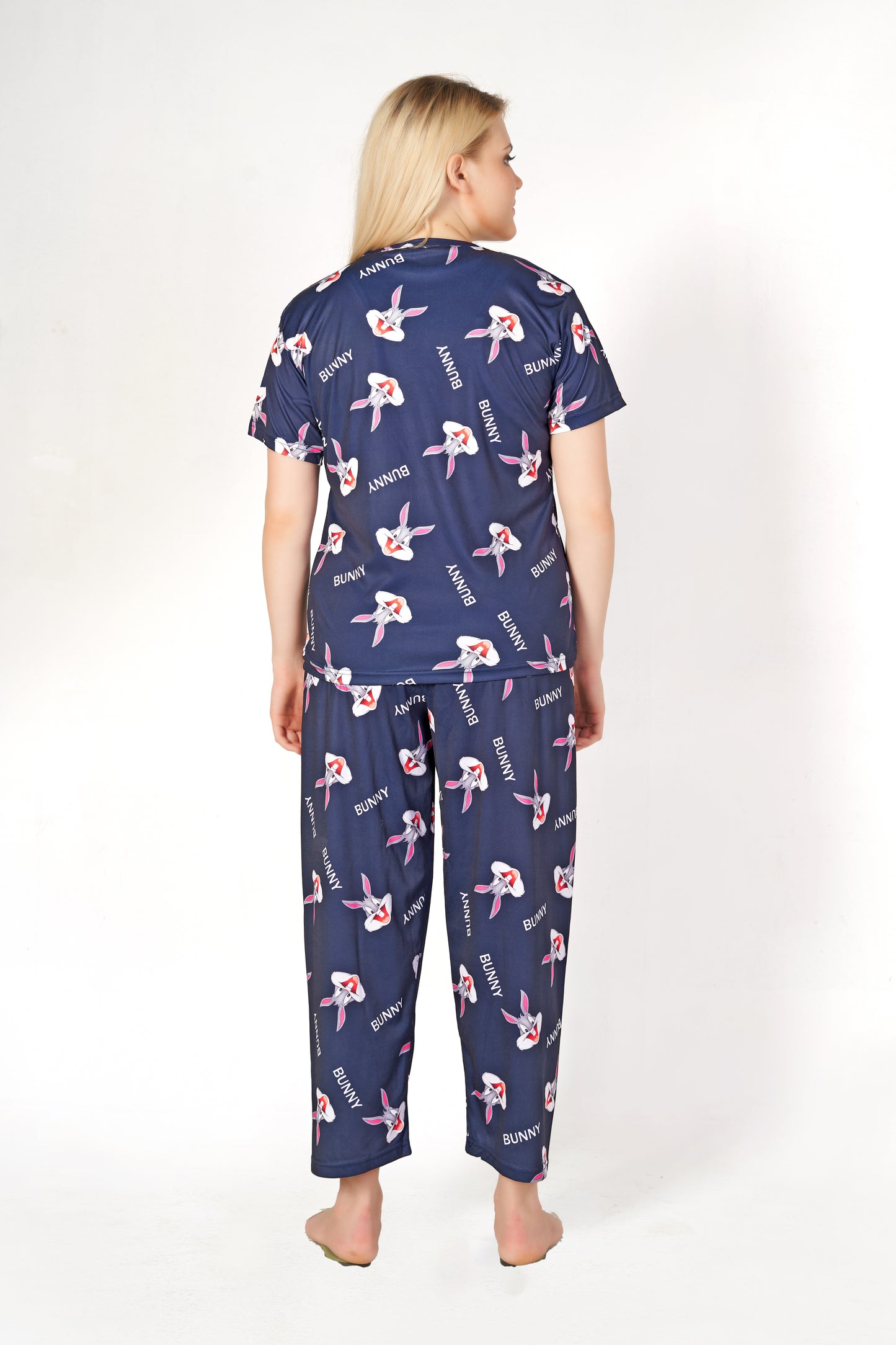 Bunny Print T-shirt And Long Pajama Set
