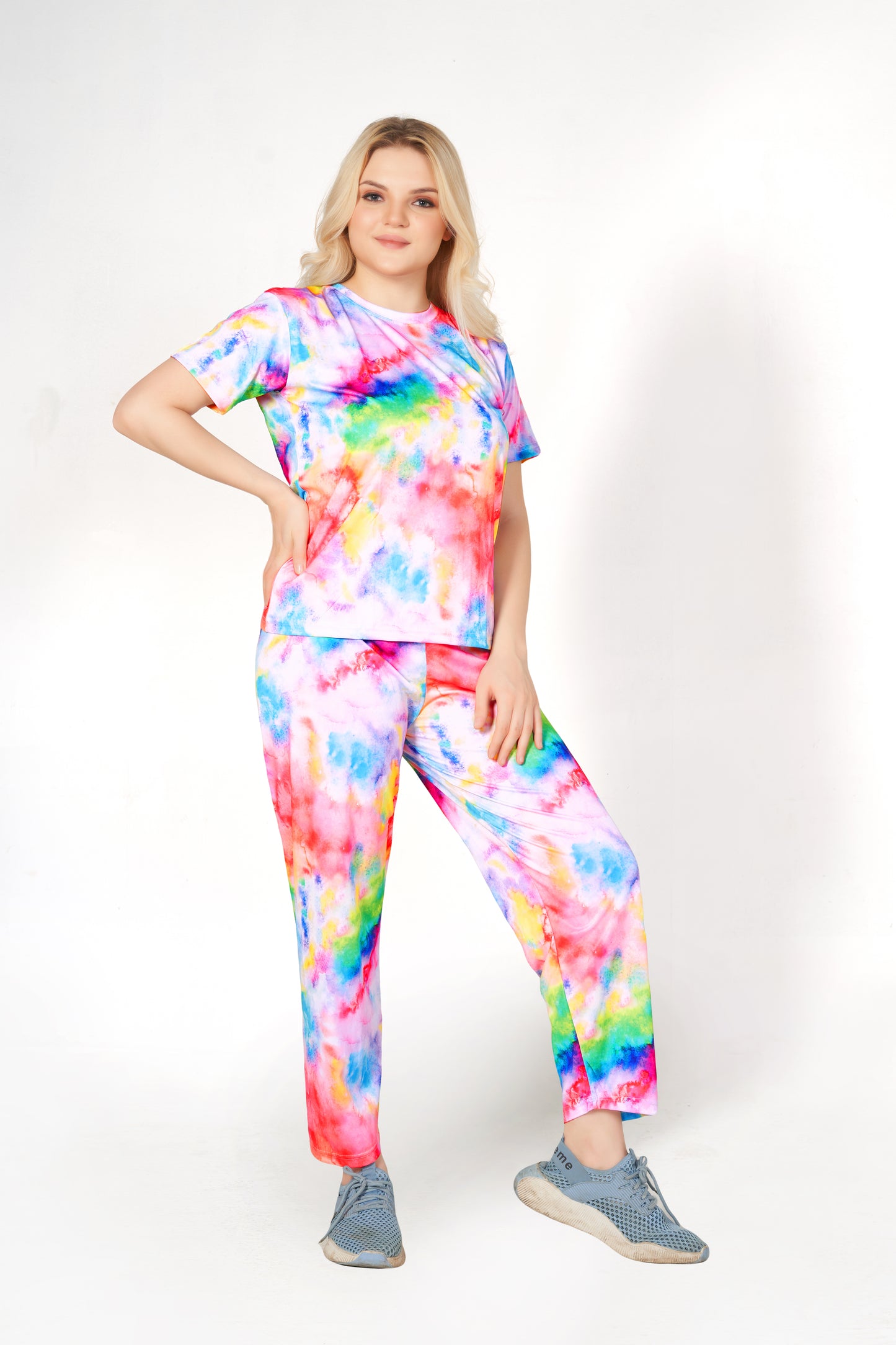 Multi-colour Print T-shirt And Long Pajama Set